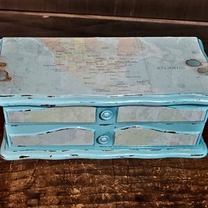 Vintage Map-Themed Jewelry Box ~ Jewelry Box ~ Unisex ~ Jewelry Chest ~ Man Cave